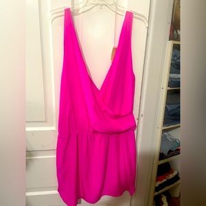 Amanda Uprichard crisscross dress in neon pink - size Large